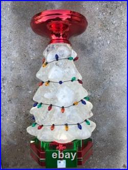 Christmas Tree Bath & Body Works Water Globe Candle Pedestal Iridescent 11.25