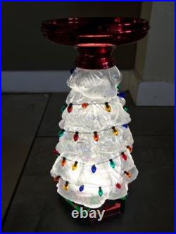 Christmas Tree Bath & Body Works Water Globe Candle Pedestal Iridescent 11.25