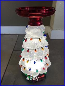 Christmas Tree Bath & Body Works Water Globe Candle Pedestal Iridescent 11.25