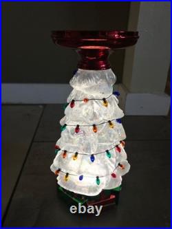 Christmas Tree Bath & Body Works Water Globe Candle Pedestal Iridescent 11.25