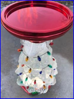 Christmas Tree Bath & Body Works Water Globe Candle Pedestal Iridescent 11.25