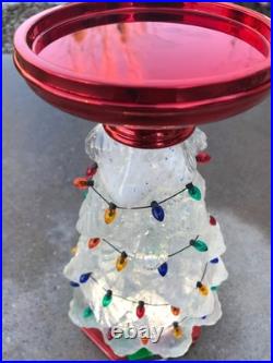 Christmas Tree Bath & Body Works Water Globe Candle Pedestal Iridescent 11.25