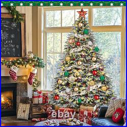 Christmas Tree Pre-Lit Snow Flocked Artificial Xmas with LED Lights 9ft Christmas Tree Pre-Lit Snow Flocked Artificial Xmas with LED Lights 9ft