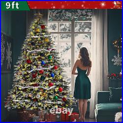 Christmas Tree Pre-Lit Snow Flocked Artificial Xmas with LED Lights 9ft Christmas Tree Pre-Lit Snow Flocked Artificial Xmas with LED Lights 9ft