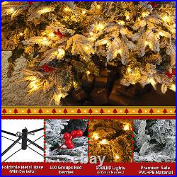 Christmas Tree Pre-Lit Snow Flocked Artificial Xmas with LED Lights 9ft Christmas Tree Pre-Lit Snow Flocked Artificial Xmas with LED Lights 9ft