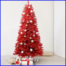 Christmas Tree Red Artificial Full Real Halloween Hinged Spruce Xmas Tree 4-7FT Christmas Tree Red Artificial Full Real Halloween Hinged Spruce Xmas Tree 4-7FT