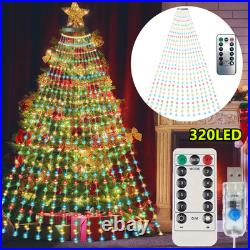 Christmas Tree Waterfall Lights 320 LED RGB Color Changing Indoor Outdoor Decor