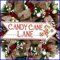 Christmas Wreath Candy Land Lane Handmade Deco Mesh