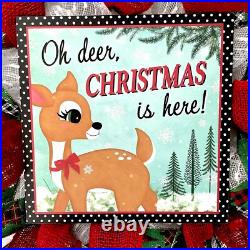 Christmas Wreath Oh deer Christmas is here Handmade Deco Mesh Wreath