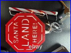 Christmas Yard Decor Santa Runway Lights WithSanta Land Here Sign Bright Tidings