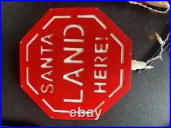 Christmas Yard Decor Santa Runway Lights WithSanta Land Here Sign Bright Tidings