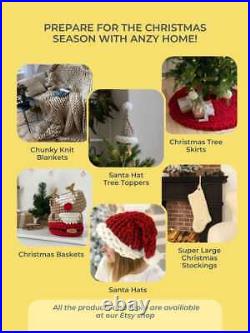 Christmas tree skirt chunky knit, custom tree skirt, vintage Christmas decoration
