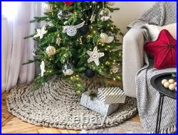 Christmas tree skirt chunky knit, custom tree skirt, vintage Christmas decoration