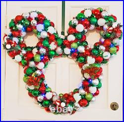 Christmas wreath, Ornament Wreath with lights, Disney inspired wreath, Large