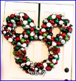Christmas wreath, Ornament Wreath with lights, Disney inspired wreath, Large