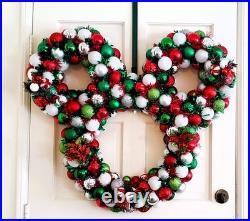 Christmas wreath, Ornament Wreath with lights, Disney inspired wreath, Large