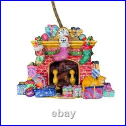 Christopher Radko Glass Ornaments Lot with 2 Stands Santa Snowman House Sleigh