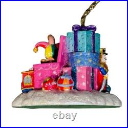 Christopher Radko Glass Ornaments Lot with 2 Stands Santa Snowman House Sleigh