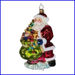 Christopher Radko Glass Ornaments Lot with 2 Stands Santa Snowman House Sleigh