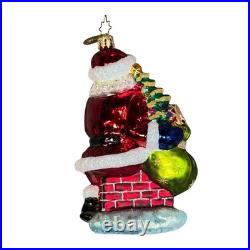 Christopher Radko Glass Ornaments Lot with 2 Stands Santa Snowman House Sleigh