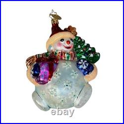 Christopher Radko Glass Ornaments Lot with 2 Stands Santa Snowman House Sleigh
