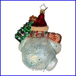Christopher Radko Glass Ornaments Lot with 2 Stands Santa Snowman House Sleigh