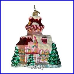 Christopher Radko Glass Ornaments Lot with 2 Stands Santa Snowman House Sleigh