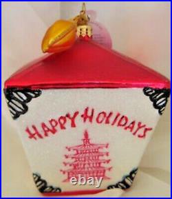 Christopher Radko HOLIDAZE FORTUNE Cookie Chinese Take Out Asian Ornament Food