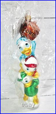 Christopher Radko Huey Louie Dewey Duck Cookie Jar Christmas Ornament Disney New