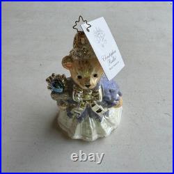 Christopher Radko Muffy Snowflake Teddy Bear Glass Christmas Ornament 6 inch