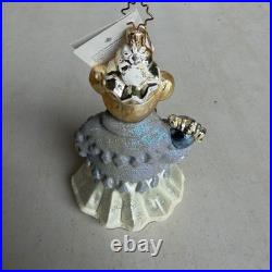 Christopher Radko Muffy Snowflake Teddy Bear Glass Christmas Ornament 6 inch