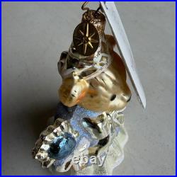 Christopher Radko Muffy Snowflake Teddy Bear Glass Christmas Ornament 6 inch