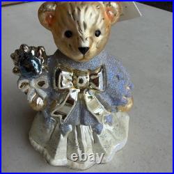 Christopher Radko Muffy Snowflake Teddy Bear Glass Christmas Ornament 6 inch