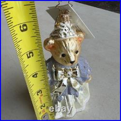 Christopher Radko Muffy Snowflake Teddy Bear Glass Christmas Ornament 6 inch
