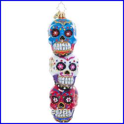 Christopher Radko SPOOKY SUGAR SKULLS Halloween Ornament NEW 1021283