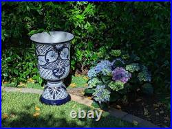 Classic Flower Pot Talavera Ceramic Planter is 22 Tall Handmade Mexican Pottery