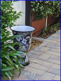 Classic Flower Pot Talavera Ceramic Planter is 22 Tall Handmade Mexican Pottery