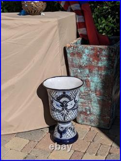 Classic Flower Pot Talavera Ceramic Planter is 22 Tall Handmade Mexican Pottery