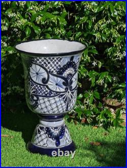 Classic Flower Pot Talavera Ceramic Planter is 22 Tall Handmade Mexican Pottery