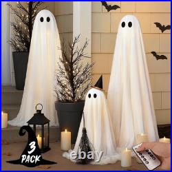 Classic Halloween Light-Up Ghost Decoration Set 3 Adjustable Styles Included