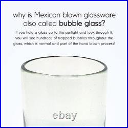 Clear 10 oz Tumblers (set of 6), Hand Blown Mexican Glassware, Recycled Glass