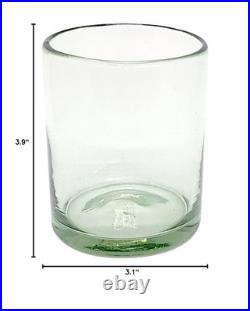 Clear 10 oz Tumblers (set of 6), Hand Blown Mexican Glassware, Recycled Glass