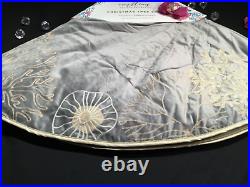 Coastal 56 CHRISTMAS TREE SKIRT Gray Suede Embroidered Sea Corals shells