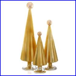 Cody Foster & Co Yellow Peach Set of 3 Pleated Glass Trees