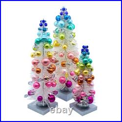 Cody Foster Sisal Trees White Rainbow Trees with Ornaments Set of 3