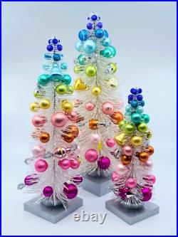 Cody Foster Sisal Trees White Rainbow Trees with Ornaments Set of 3