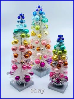 Cody Foster Sisal Trees White Rainbow Trees with Ornaments Set of 3