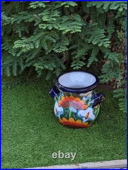 Colorful 10.5 Round Planter Talavera Ceramic Flower Pot, Handmade Pottery