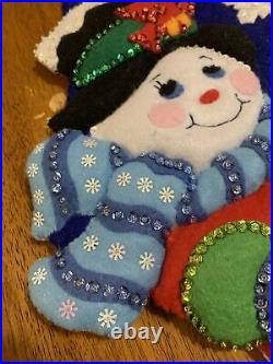 Complete Design Works Felt Christmas Stocking Snowflake Snowman Hand Stitched
