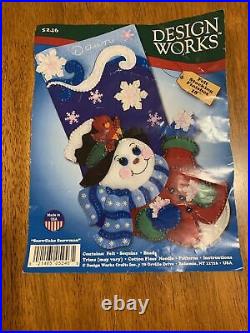 Complete Design Works Felt Christmas Stocking Snowflake Snowman Hand Stitched